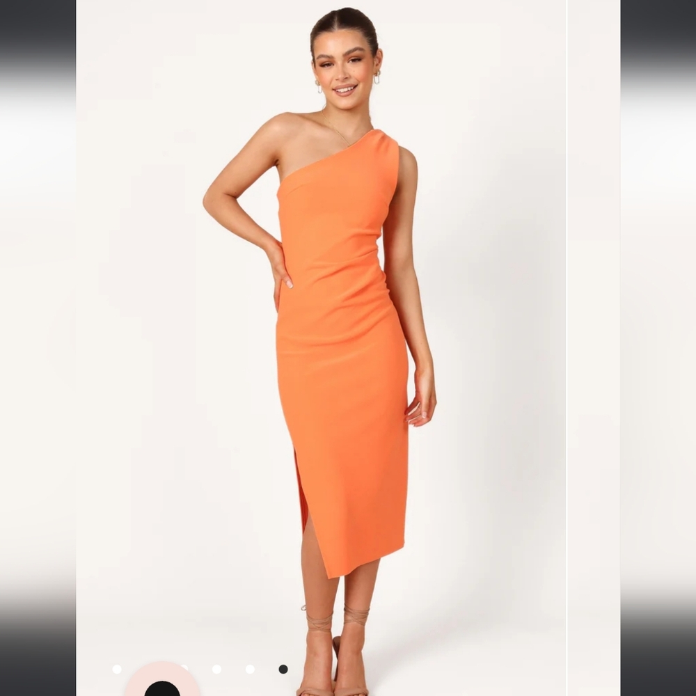 Petal & Pup Orange One Shoulder Midi Dress Size 8